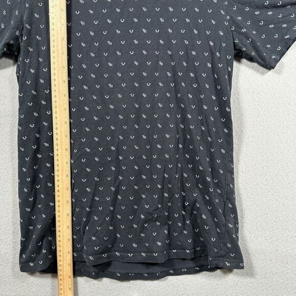 True Religion‎ Shirt Mens Small Black All Over Monogram Graphic Short Sleeve - Picture 5 of 8